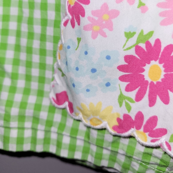 🌸 Vintage Gymboree Stunning Gingham Ruffled Floral Apron Dress - Easter Spring - Picture 7 of 8